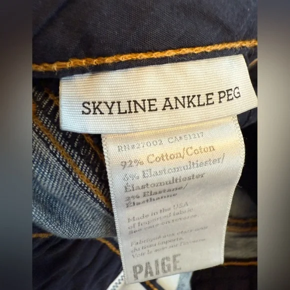 Paige woman’s Skyline Ankle Peg style jean. Size 24. Made in USA. - Picture 8 of 8